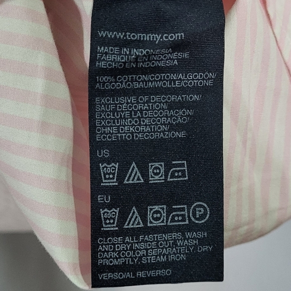 Tommy Hilfiger Men's Pink Striped Academy Poplin Casual Button Down Shirt Med - Picture 10 of 10